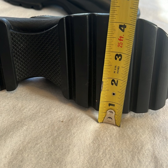 ⭐️ Xhileration black faux leather chunky treaded bottom slide on women size 5.5 - Picture 14 of 14